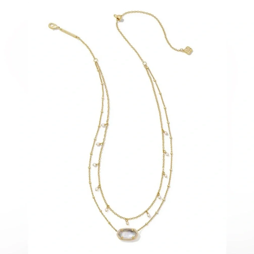 Kendra Scott Elisa Multi Strand Pearl Necklace In Ivory Mother Of Pearl And Gold - Picture 2 of 6